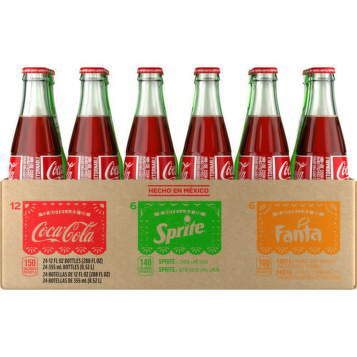 Mexican Coca-Cola, Fanta & Sprite Variety Pack 24 ct, 12 oz