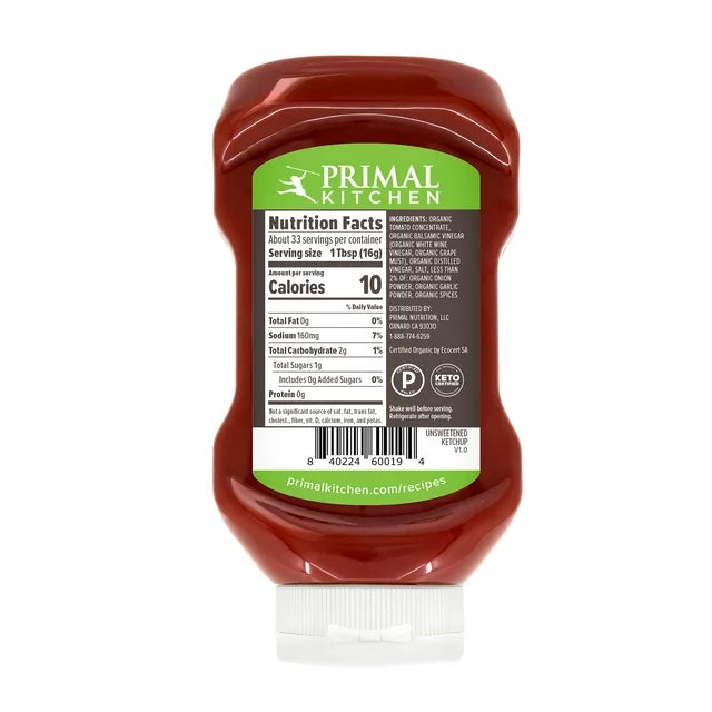 Primal Kitchen Unsweetend Organic Ketchup, 18.5 oz