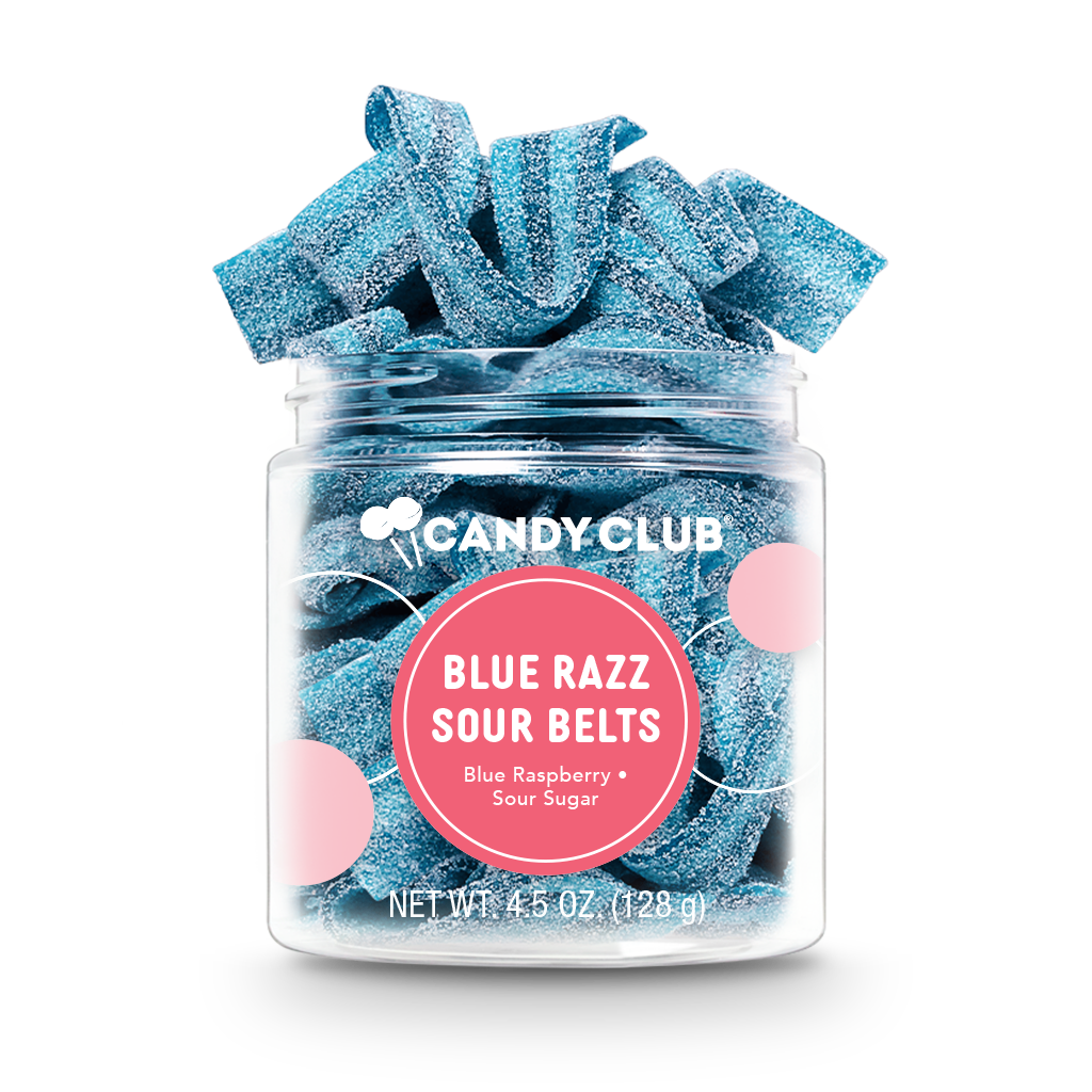 Candy Club Blue Razz Sour Belts, 4.5 oz