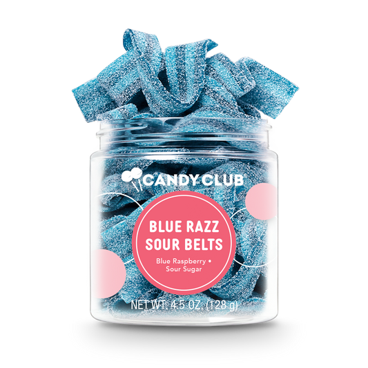 Candy Club Blue Razz Sour Belts, 4.5 oz