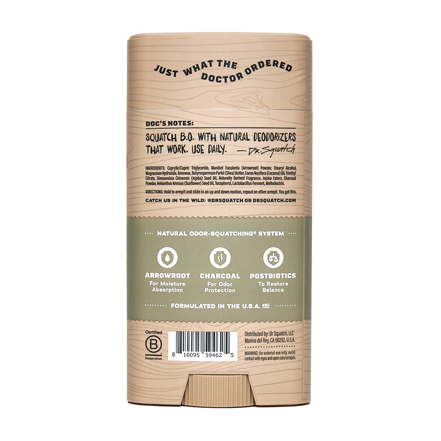 Dr. Squatch Birchwood Breeze Natural Deodorant Aluminum Free Deodorant for Men, 2.65 Oz