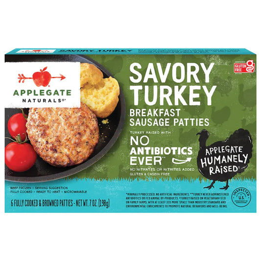 Applegate Savory Turkey Breakfast Sausage Patties, 7 oz