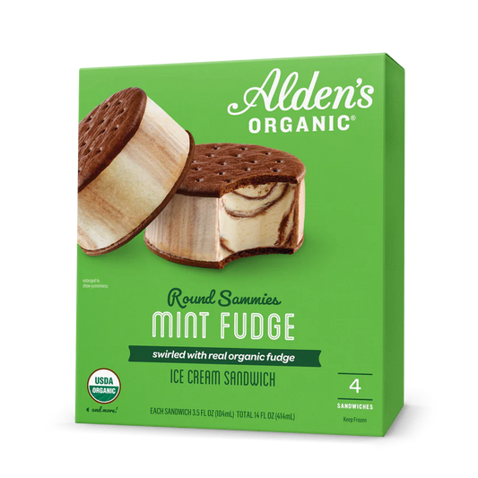 Alden's Organic Mint Fudge Round Ice Cream Sandwich 14 oz
