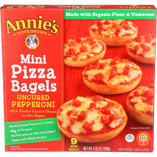 Annie's Homegrown Uncured Pepperoni Mini Pizza Bagels, 6.65 oz