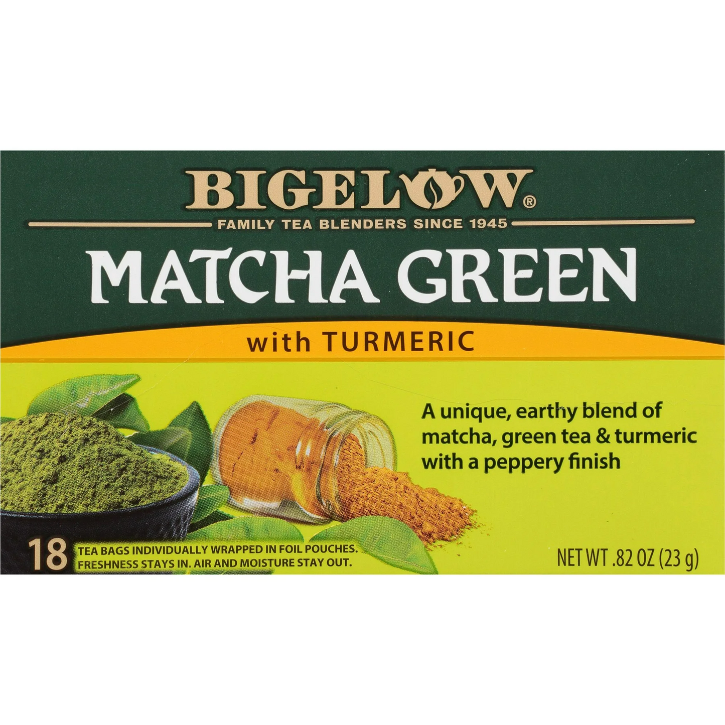 Bigelow Matcha Green Tea with Turmeric, 18 Count