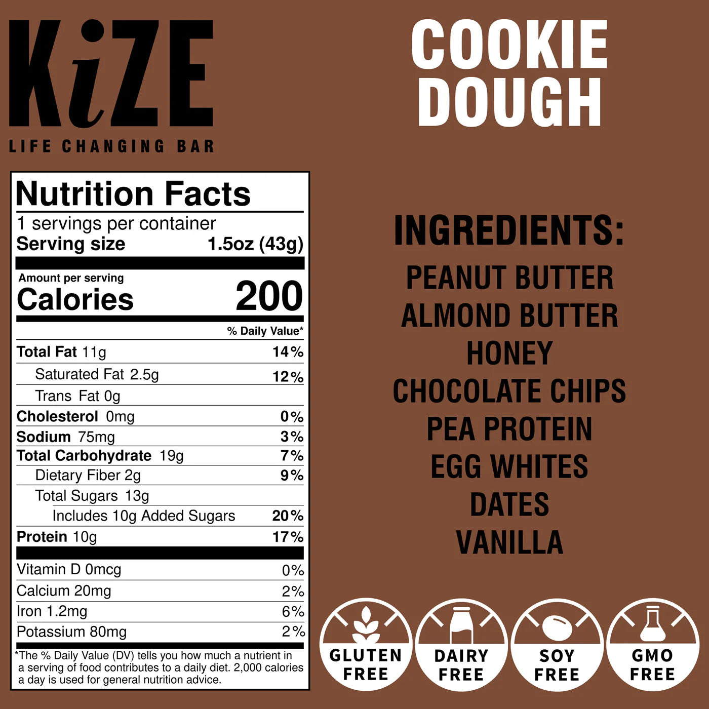 Kize Cookie Dough Bar 1.5 oz