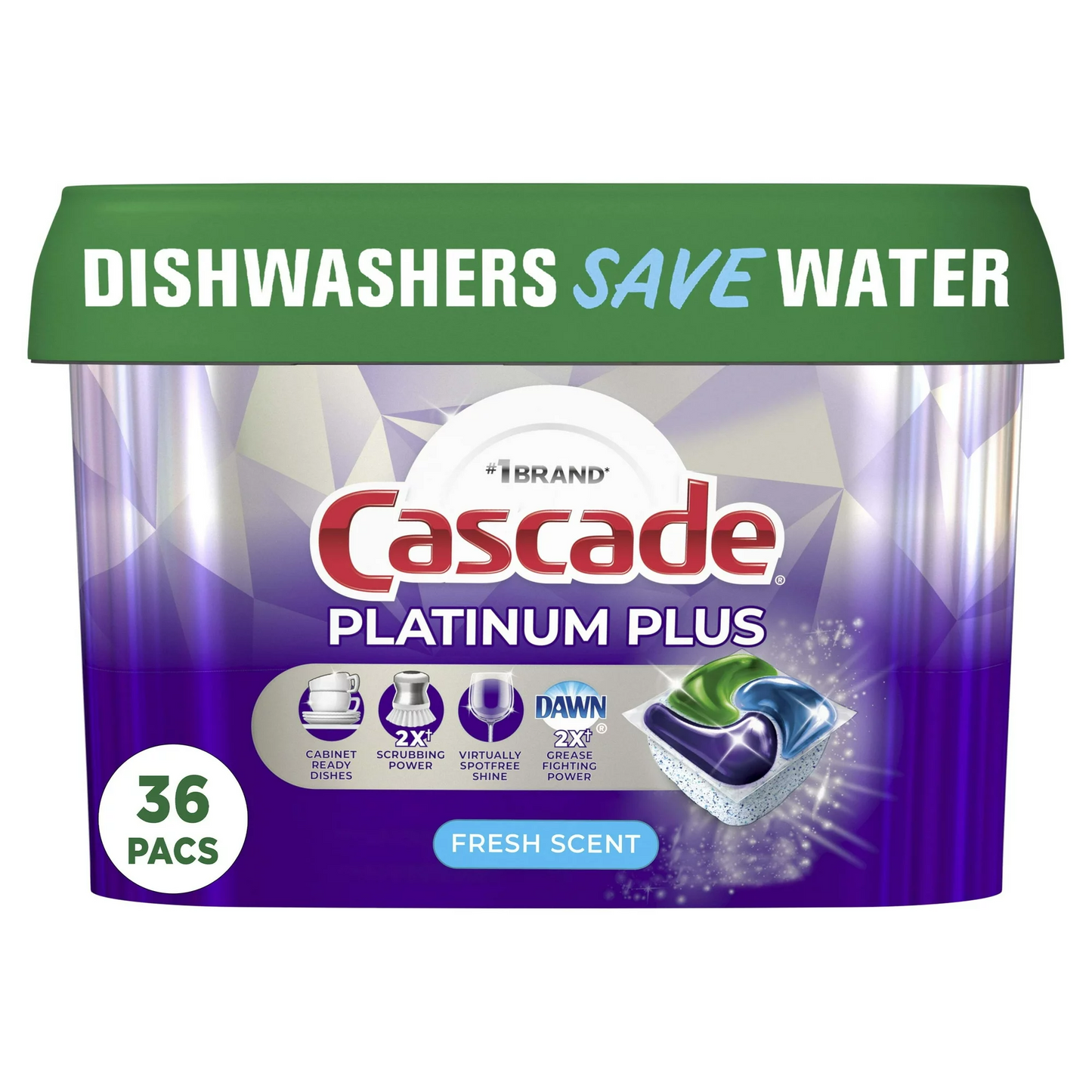 Cascade Platinum Fresh Scent ActionPacs Dishwasher Detergent, 36 Count