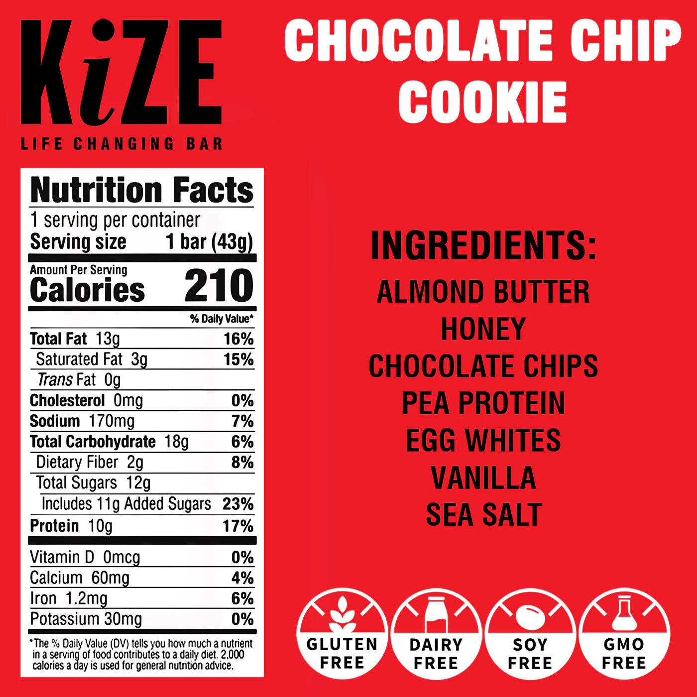 Kize Chocolate Chip Cookie Bar 1.5 oz