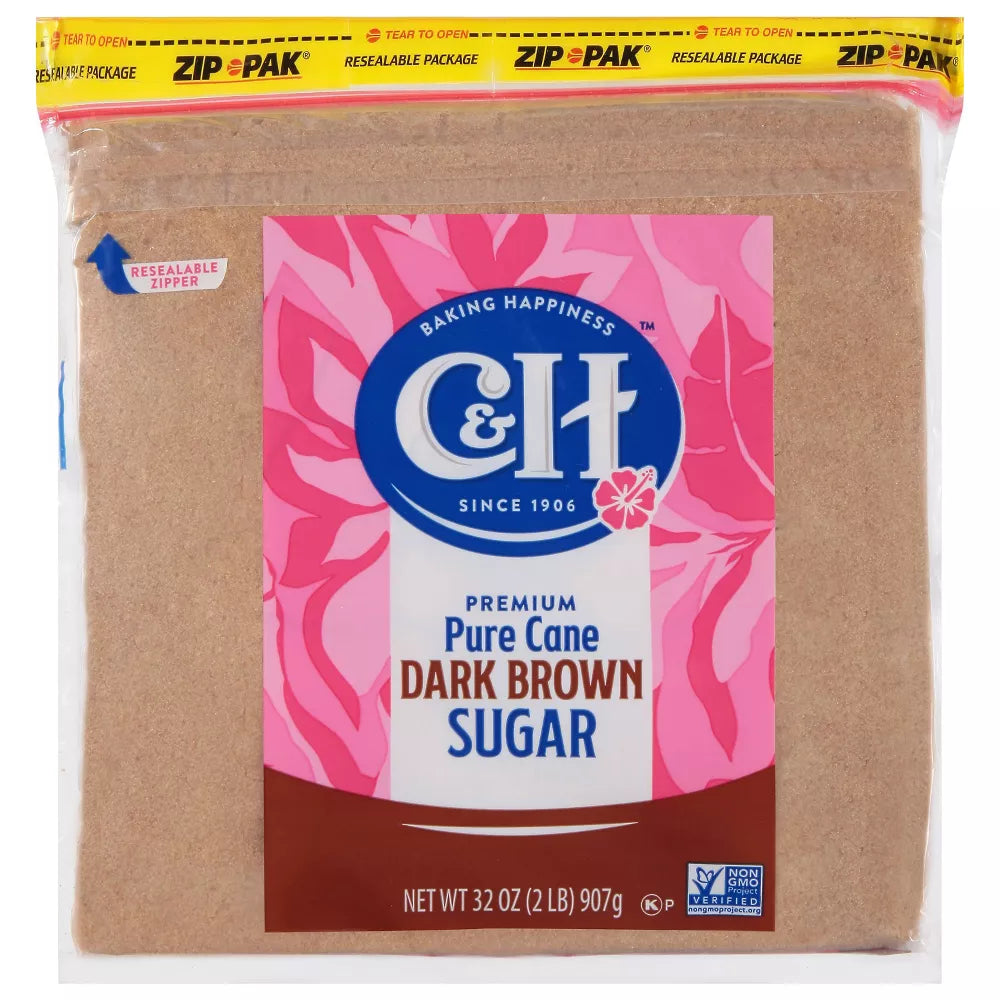 C&H Premium Pure Cane Dark Brown Sugar, 32 oz