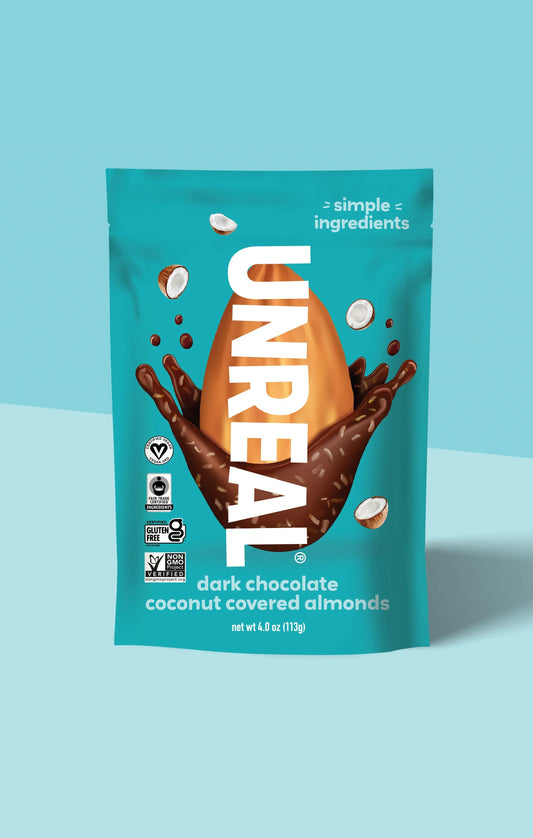 UNREAL Dark Chocolate Coconut Covered Almonds, 4 oz