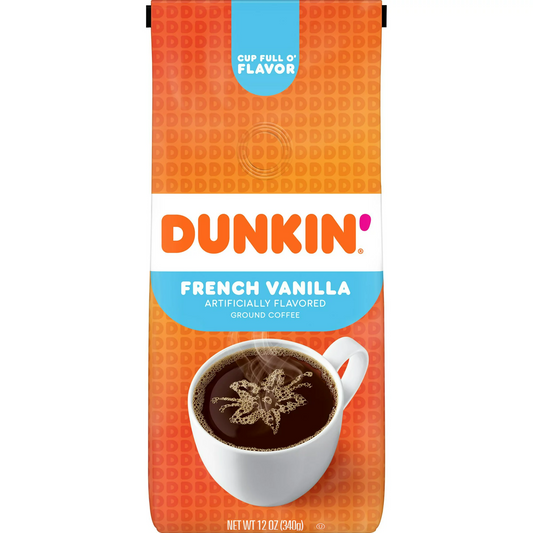 Dunkin' French Vanilla Artificially Flavored Coffee Ground Coffee, 12 oz