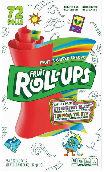 Fruit Roll-Ups Variety Pack, 72 Count