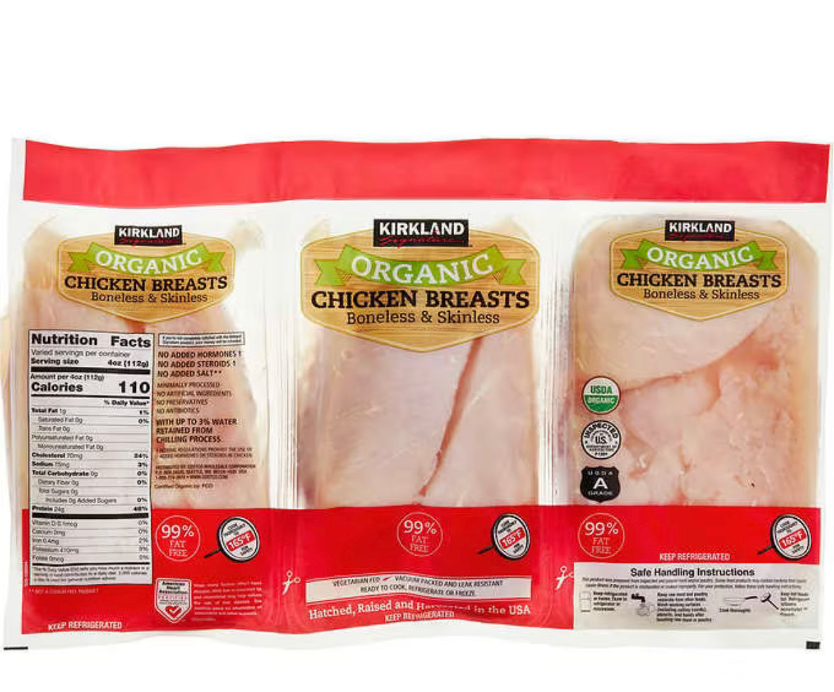 Kirkland Signature Organic Chicken Breasts, Boneless Skinless | $5.99/lb