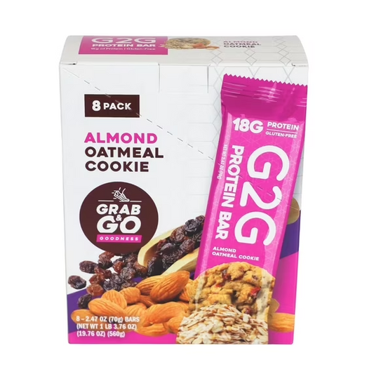 G2G Almond Oatmeal Cookie Protein Bar, 2.47 oz, 8-count