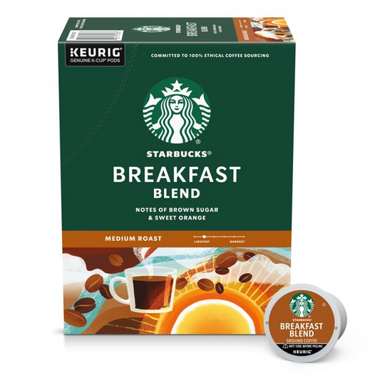 Starbucks Breakfast Blend Medium Roast K-Cup Coffee Pods, 22 Count