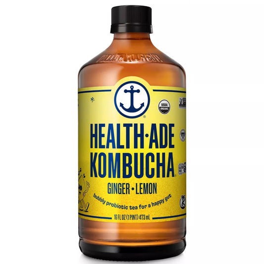 Health Ade Organic Vegan Ginger Lemon Kombucha, 16 oz