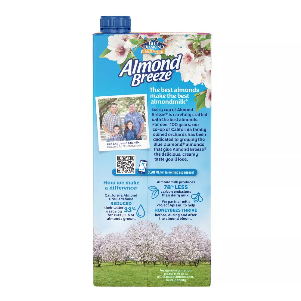 Blue Diamond Almond Breeze Unsweetened Original Almond Milk, 32 fl oz