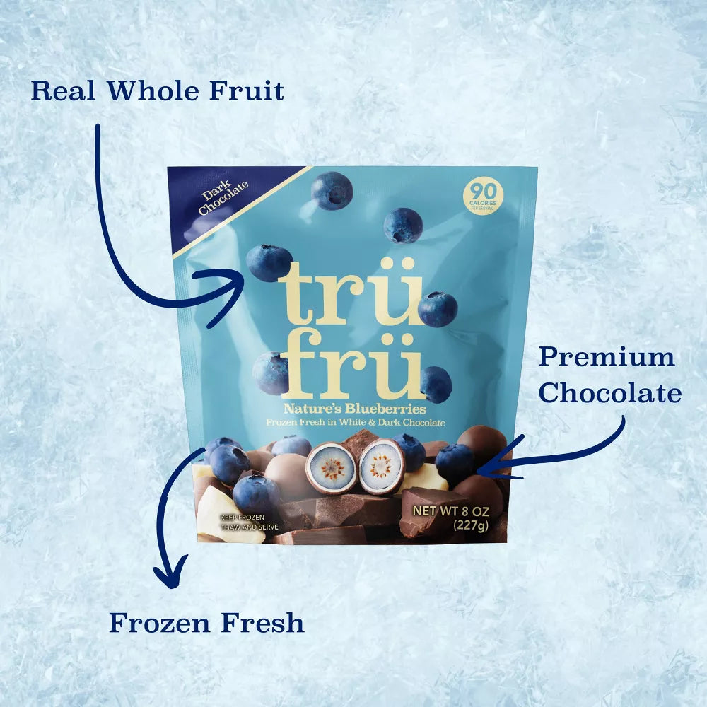 Tru Fru Frozen Whole Blueberries Immersed White & Dark Chocolate, 8 oz