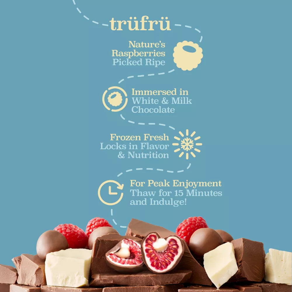 Tru Fru White & Milk Chocolate Frozen Whole Raspberries, 8 oz