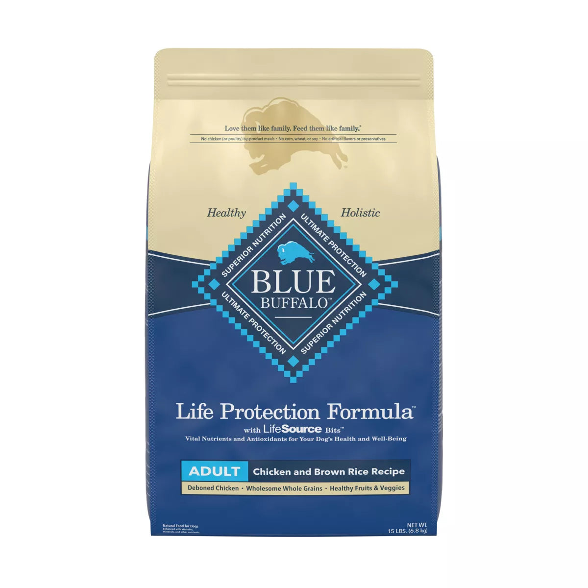 Blue Buffalo Life Protection Chicken and Brown Rice Natural Adult Dry Dog Food, 15 lbs
