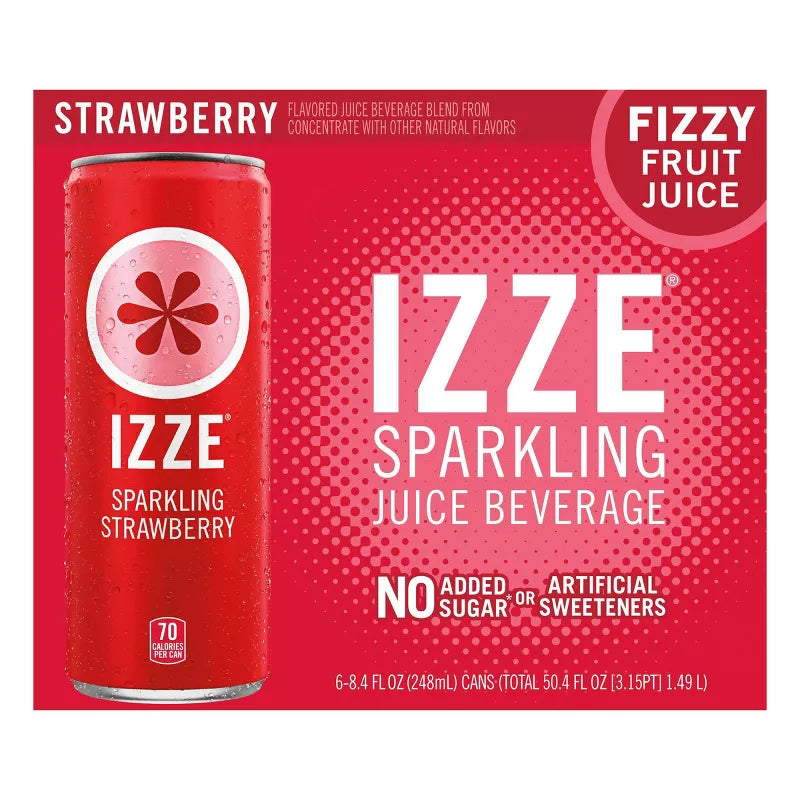 IZZE Sparkling Juice Beverage Sparkling Strawberry, 6 Count