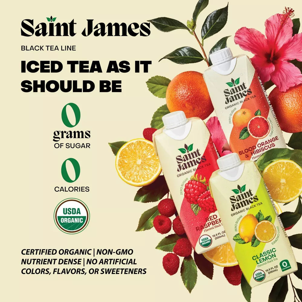 Saint James Classic Lemon Organic Black Tea, 16.9 oz