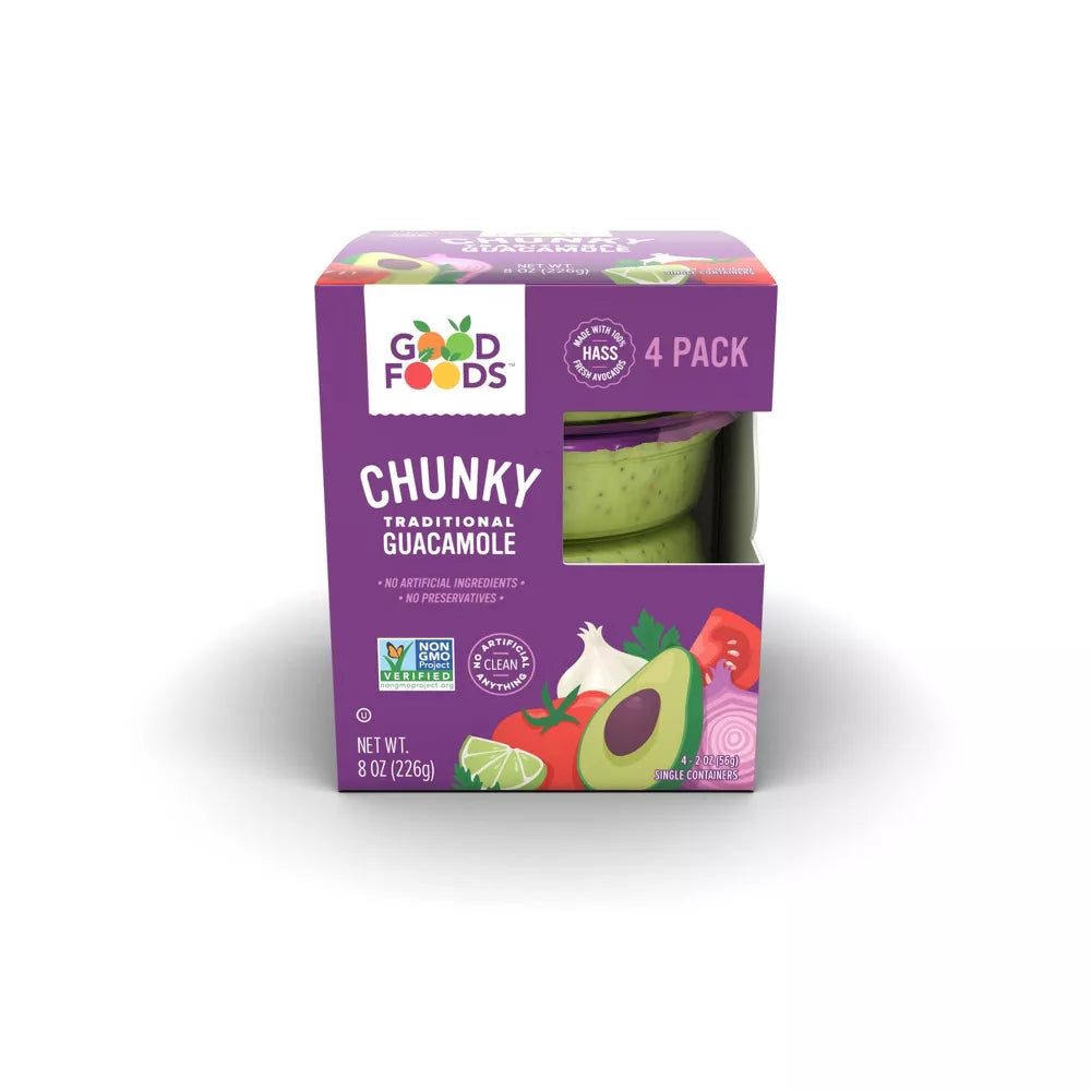 Good Foods Chunky Guacamole, 4 Count