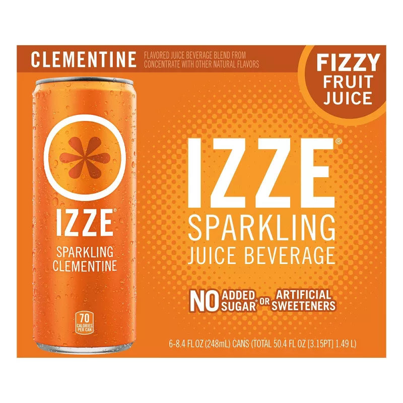 IZZE Sparkling Juice Beverage Sparkling Clementine 6-8.4 FL oz.