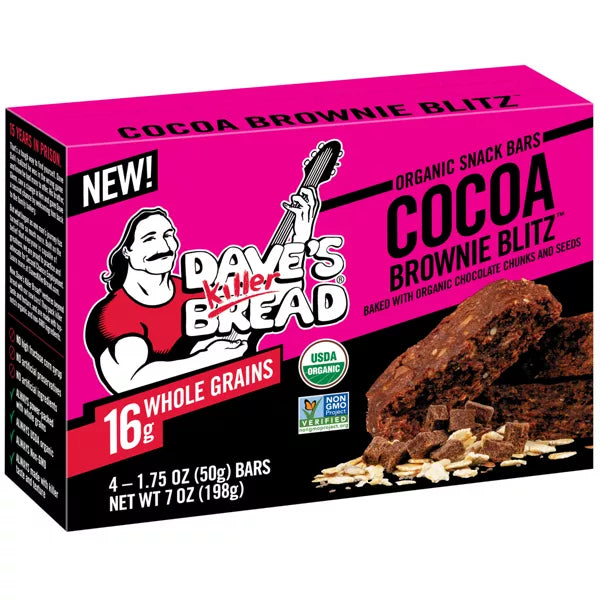 Daves Killer Bread Organic Snack Bars Cocoa Brownie Blitz 7oz