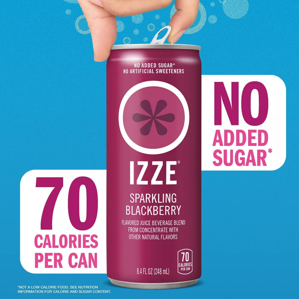 IZZE Sparkling Juice Beverage Sparkling Blackberry, 6 Count