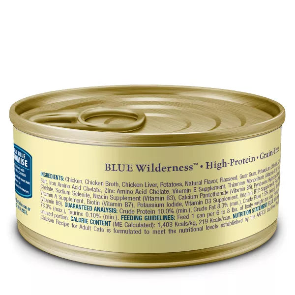 Blue Buffalo Wilderness Natural Adult Pate Wet Cat Food with Chicken Recipe, 5.5 oz