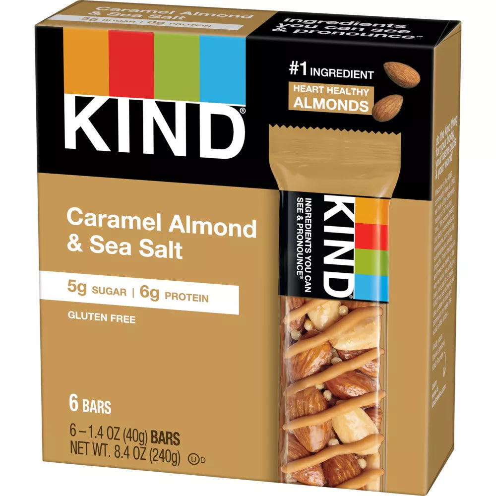 KIND Bars Caramel Almond & Sea Salt Gluten Free Snacks, 6 Count