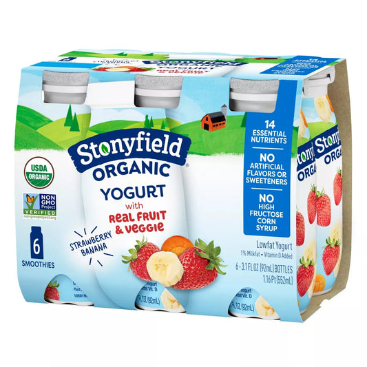 Stonyfield Organic Kids' Real Fruits & Veggie Yogurt Smoothies - 6pk/3.1 fl oz bottles