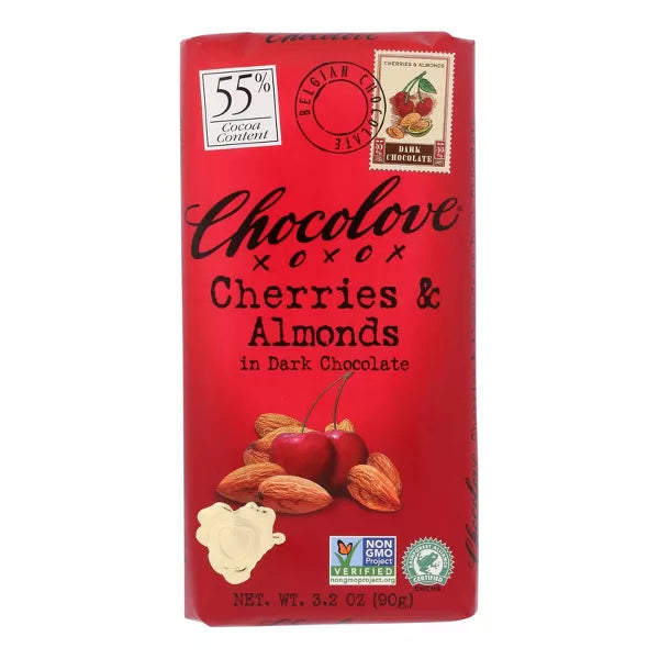 Chocolove Cherries and Almonds in Dark Chocolate Bar, 3.2 oz