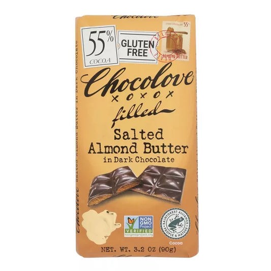 Chocolove Dark Chocolate Bar with Salted Almond Butter, 3.2 oz