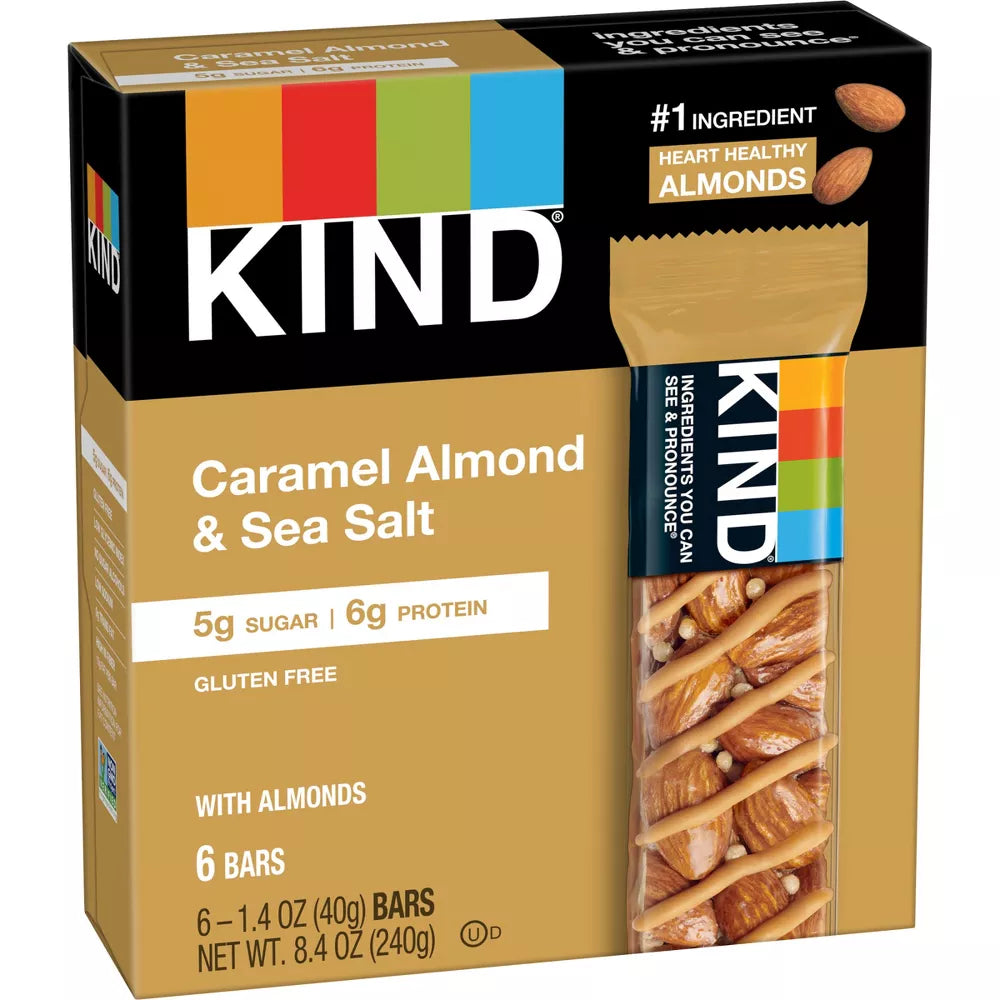 KIND Bars Caramel Almond & Sea Salt Gluten Free Snacks, 6 Count