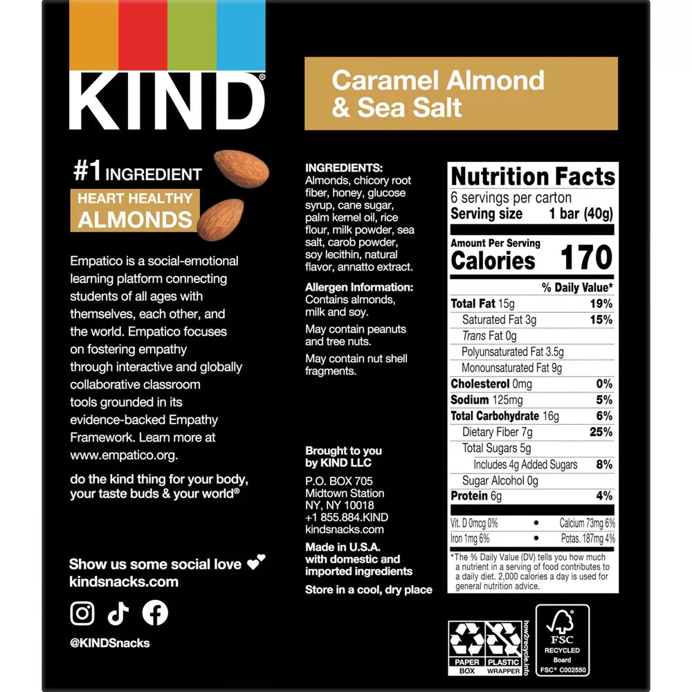 KIND Bars Caramel Almond & Sea Salt Gluten Free Snacks, 6 Count