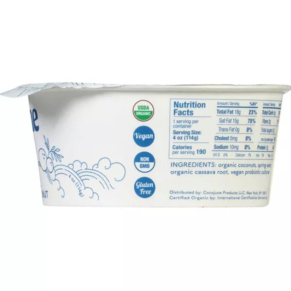 Cocojune Organic Cultured Coconut Yogurt Pure Coconut, 4 oz