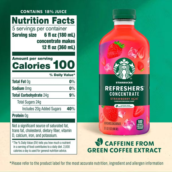Starbucks Refreshers Strawberry Acai Concentrate, 32 fl oz