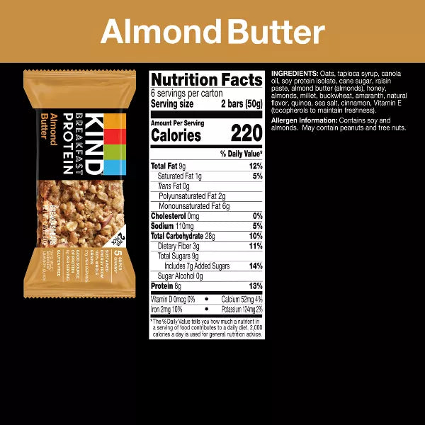 Kind Breakfast Almond Butter Bars, 6 Count