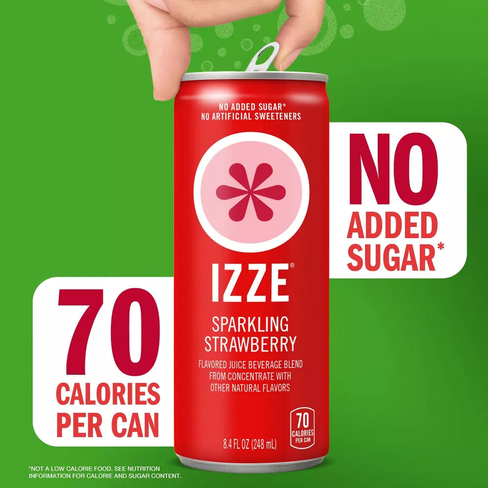 IZZE Sparkling Juice Beverage Sparkling Strawberry, 6 Count