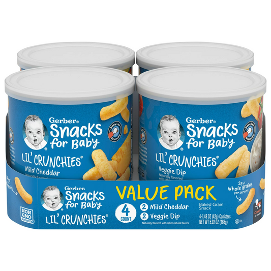 Gerber Snacks for Baby Lil' Crunchies Baked Corn, Value Pack, 1.48 oz Canister (4 Pack)