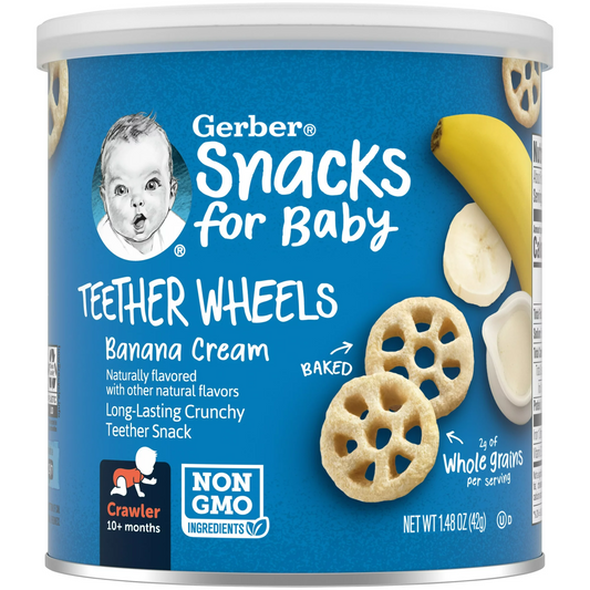 Gerber Snacks for Baby Teether Wheels Banana Cream, 1.48 oz