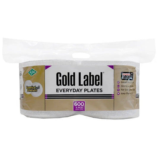 AJM Gold Label 9" Everyday Paper Plates, 600 count