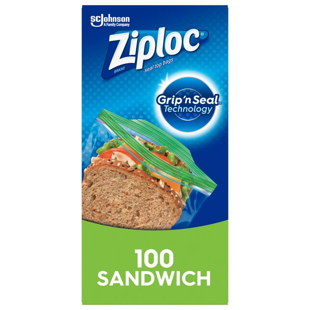 Ziploc Sandwich Bags with Grip ’n Seal Technology, 100 Count