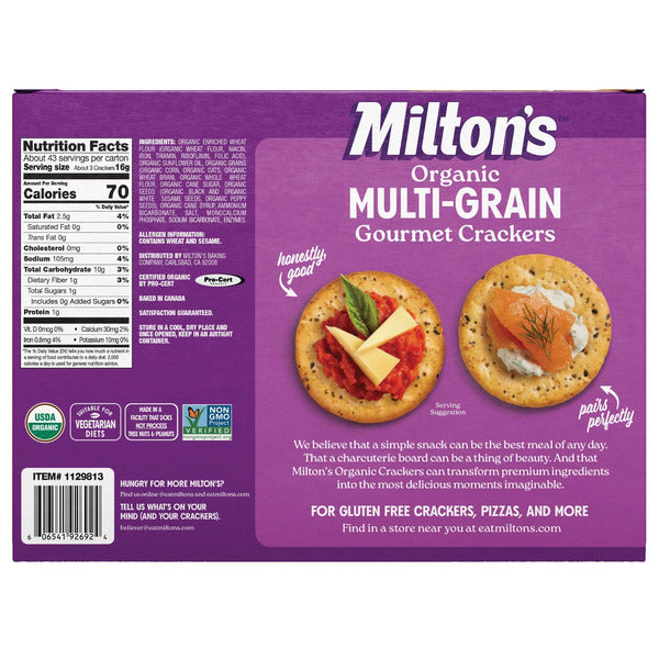 Milton’s Organic Multi-Grain Gourmet Crackers, 24 oz