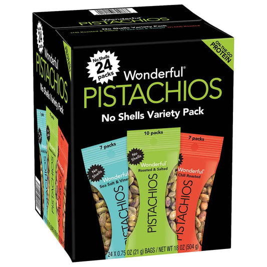 Wonderful Pistachios No Shell Variety Pack, 24 Count