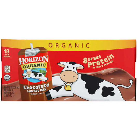 Horizon, Organic Chocolate Lowfat Milk, 8 fl oz, 18-Count