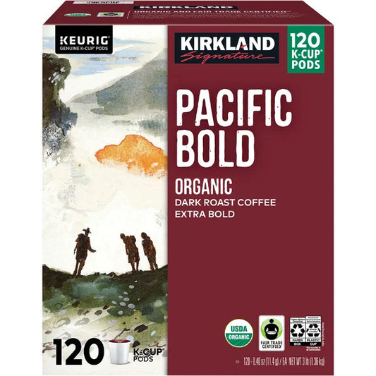 Kirkland Signature Coffee Organic Pacific Bold Dark Roast K-Cup Pod, 120 Count