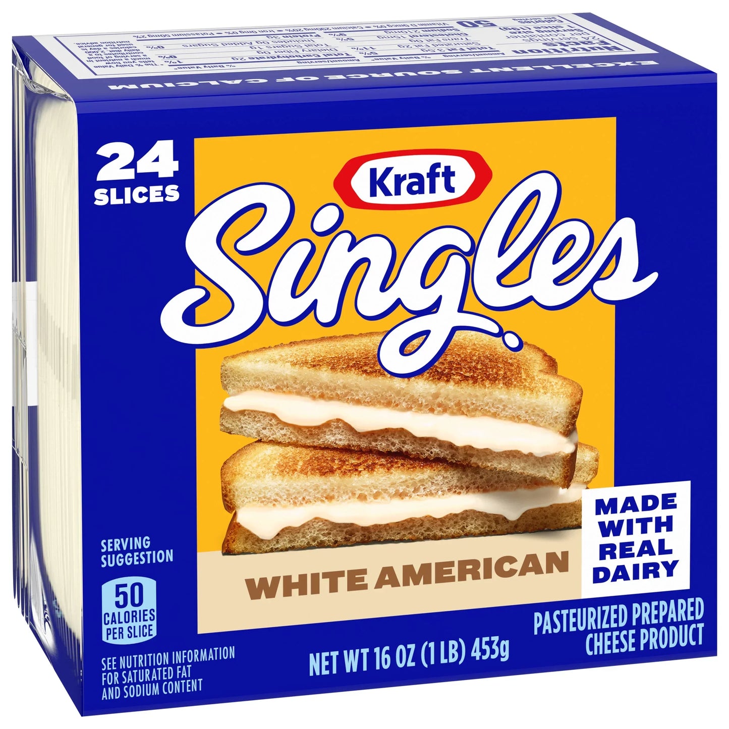 Kraft Singles White American Cheese Slices, 24 Ct Pk